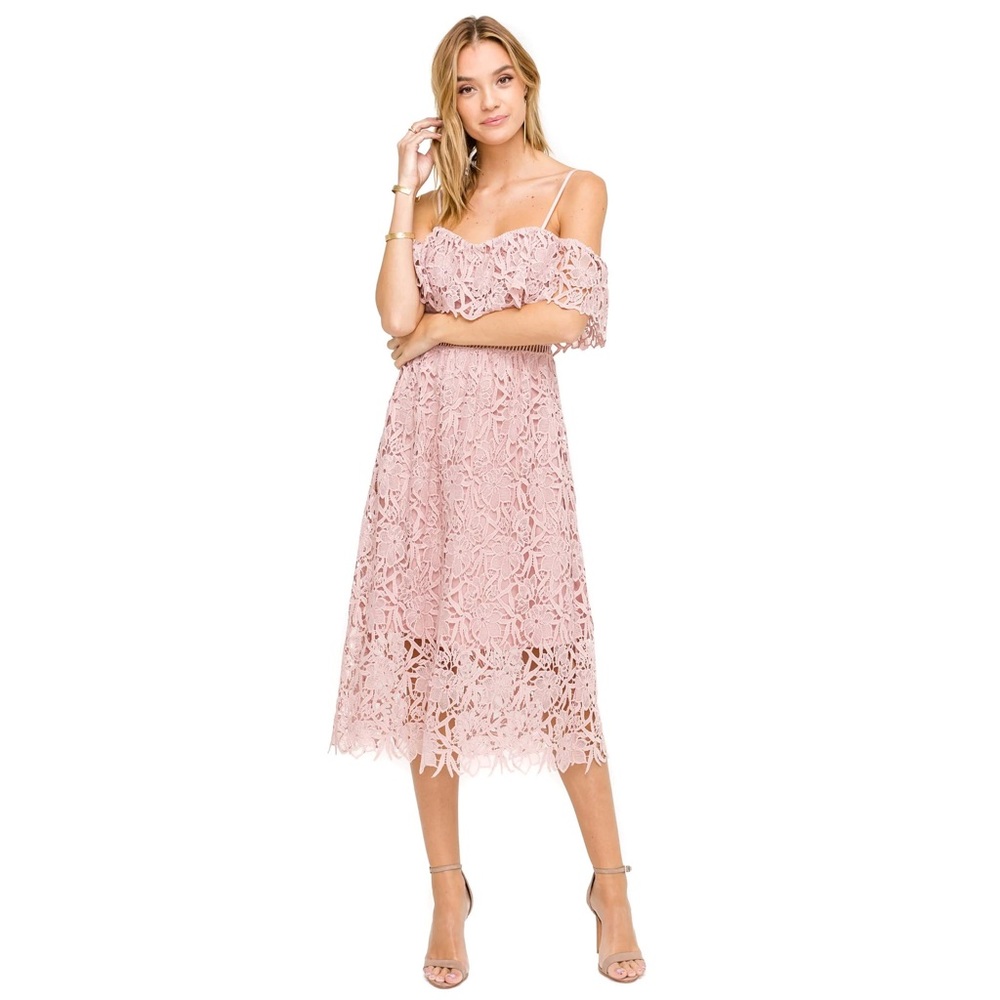 ASTR the Label Lace Off the Shoulder Midi Dress